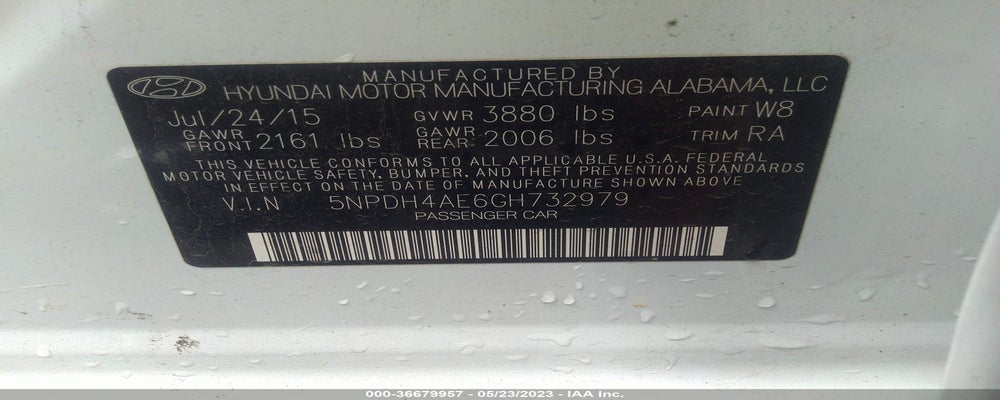 5NPDH4AE6GH732979 2016 HYUNDAI ELANTRA photo no. 9
