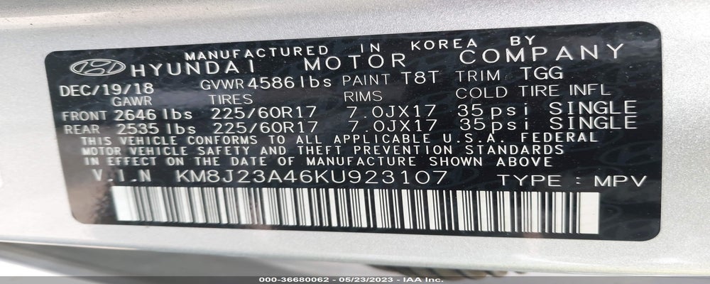 KM8J23A46KU923107 2019 HYUNDAI TUCSON photo no. 9
