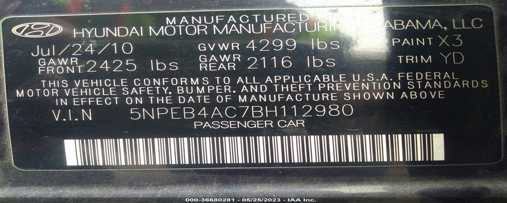 5NPEB4AC7BH112980 2011 HYUNDAI SONATA photo no. 9