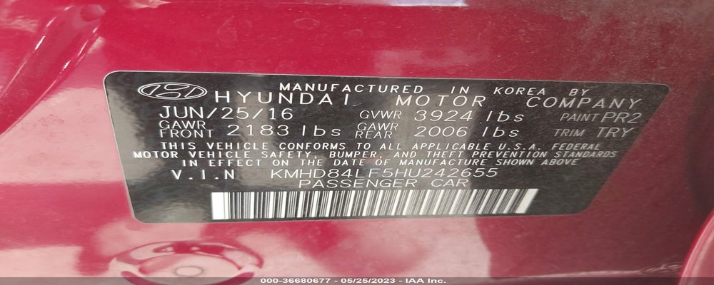 KMHD84LF5HU242655 2017 HYUNDAI ELANTRA photo no. 9