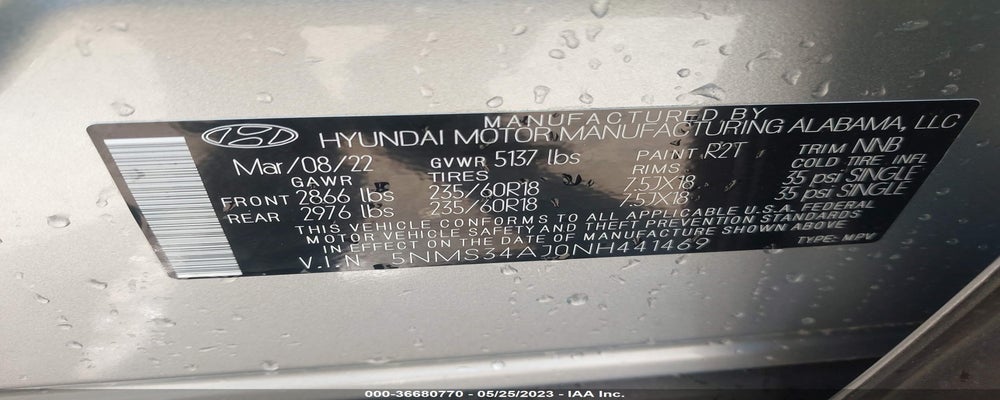5NMS34AJ0NH441469 2022 HYUNDAI SANTA FE photo no. 9