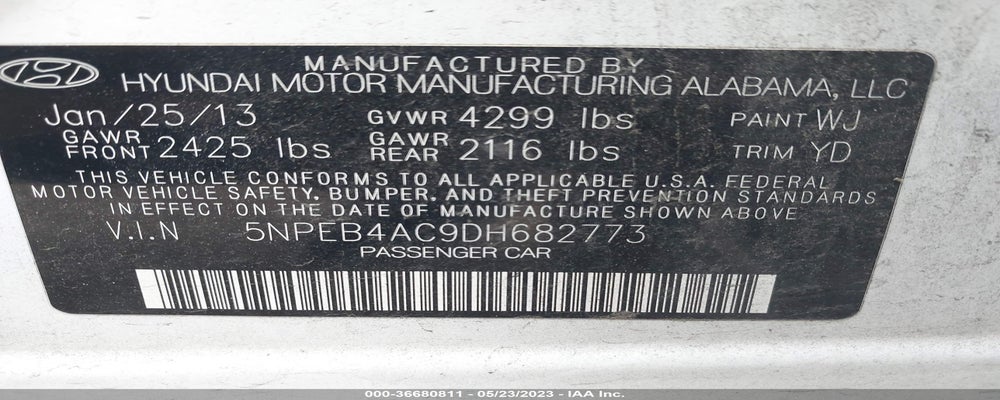 5NPEB4AC9DH682773 2013 HYUNDAI SONATA photo no. 9
