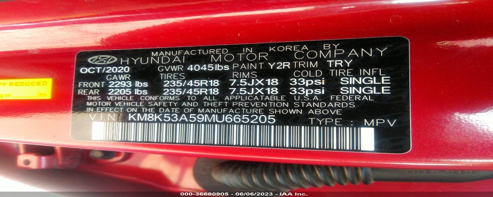 KM8K53A59MU665205 2021 HYUNDAI KONA photo no. 9