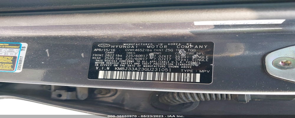 KM8J33A23GU231051 2016 HYUNDAI TUCSON photo no. 9