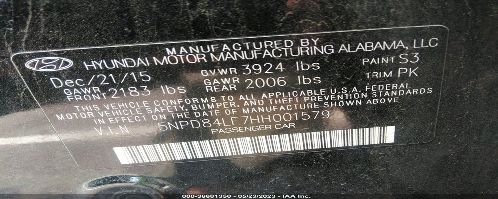 5NPD84LF7HH001579 2017 HYUNDAI ELANTRA photo no. 9