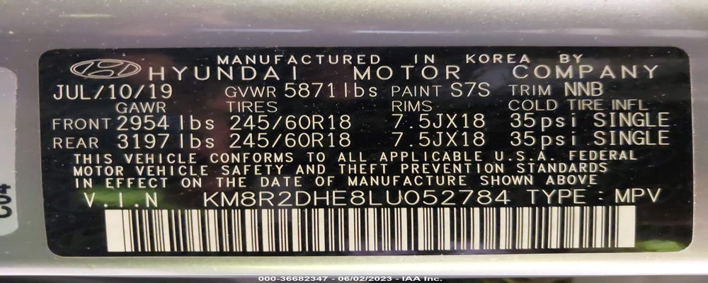 KM8R2DHE8LU052784 2020 HYUNDAI PALISADE photo no. 9