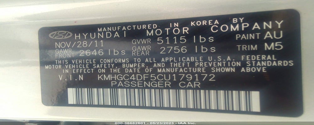 KMHGC4DF5CU179172 2012 HYUNDAI GENESIS photo no. 9