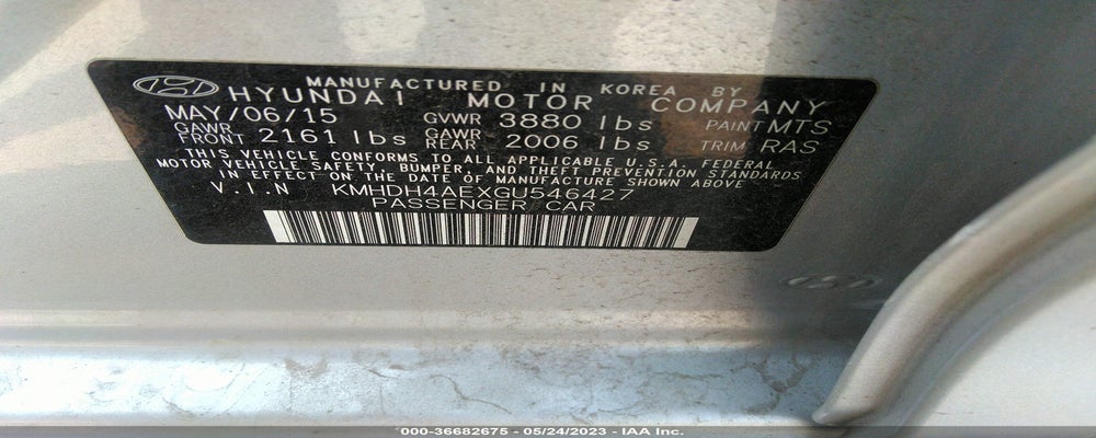 KMHDH4AEXGU546427 2016 HYUNDAI ELANTRA photo no. 9