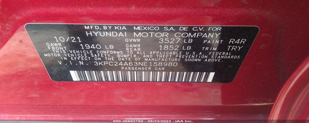 3KPC24A63NE158980 2022 HYUNDAI ACCENT photo no. 9