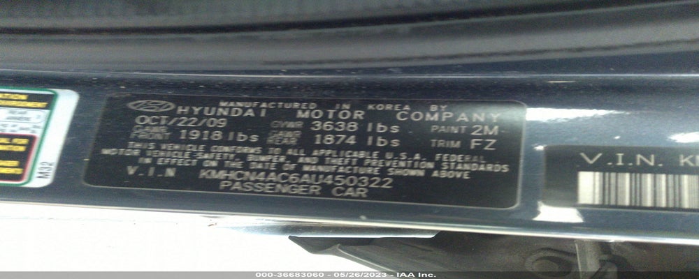 KMHCN4AC6AU450322 2010 HYUNDAI ACCENT photo no. 9