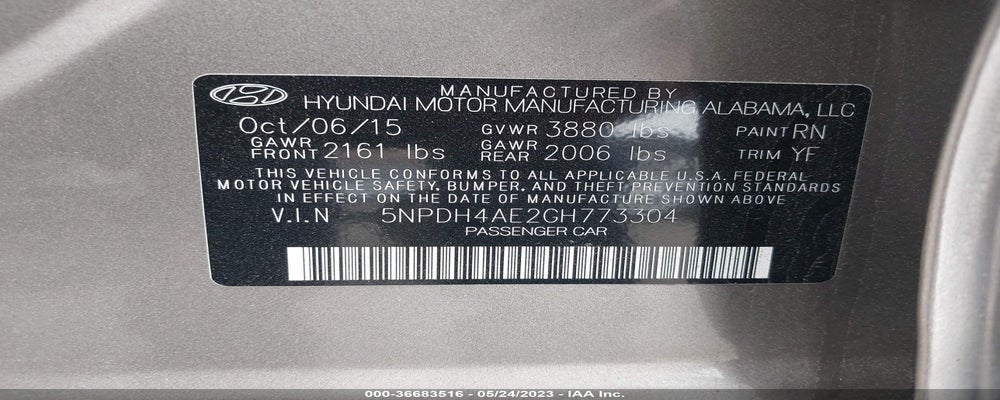 5NPDH4AE2GH773304 2016 HYUNDAI ELANTRA photo no. 9