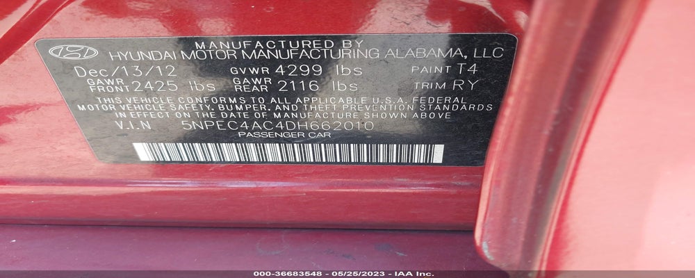 5NPEC4AC4DH662010 2013 HYUNDAI SONATA photo no. 9