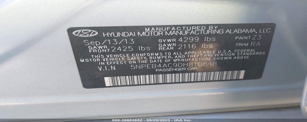 5NPEB4AC9DH810848 2013 HYUNDAI SONATA photo no. 9