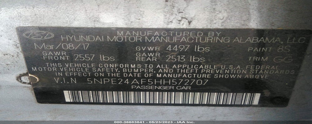 5NPE24AF5HH572707 2017 HYUNDAI SONATA photo no. 9