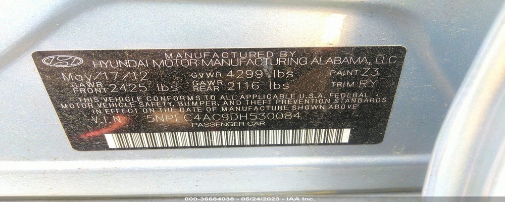 5NPEC4AC9DH530084 2013 HYUNDAI SONATA photo no. 9
