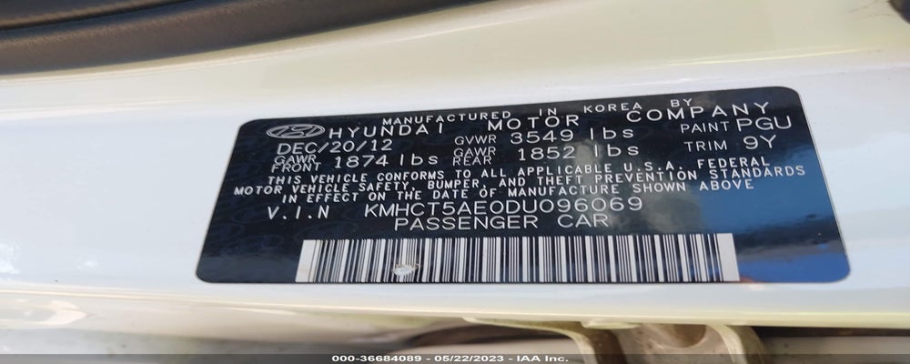 KMHCT5AE0DU096069 2013 HYUNDAI ACCENT photo no. 9