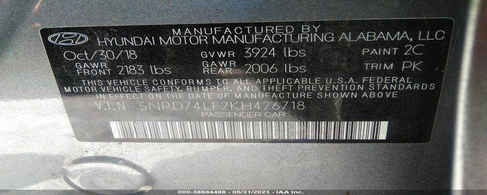 5NPD74LF2KH426718 2019 HYUNDAI ELANTRA photo no. 9