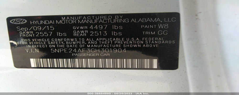 5NPE24AF3GH301904 2016 HYUNDAI SONATA photo no. 9