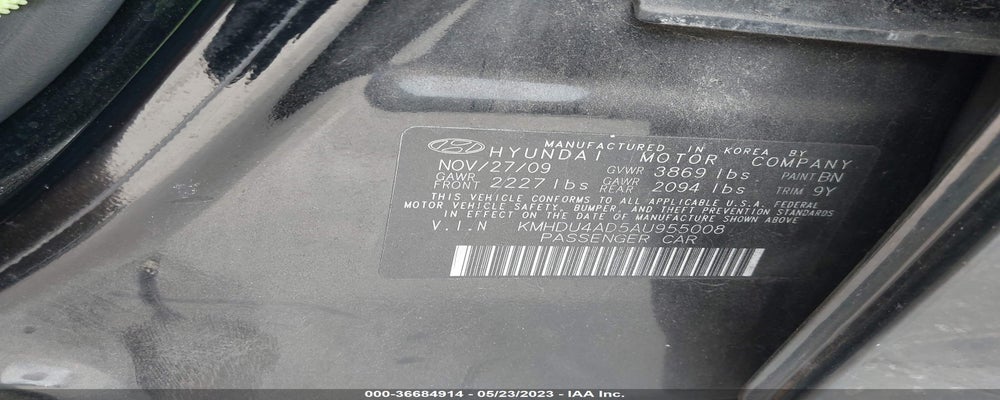 KMHDU4AD5AU955008 2010 HYUNDAI ELANTRA photo no. 9