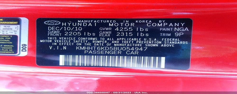 KMHHT6KD5BU054947 2011 HYUNDAI GENESIS COUPE photo no. 9