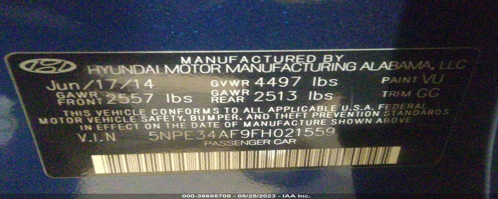 5NPE34AF9FH021559 2015 HYUNDAI SONATA photo no. 9