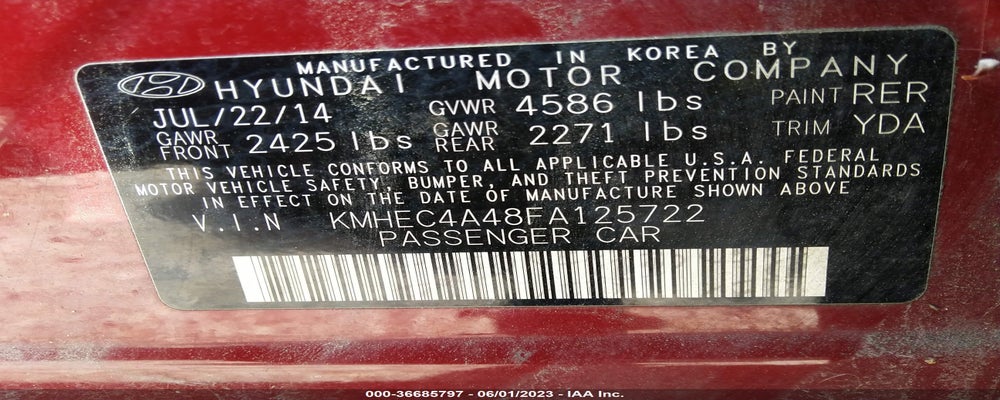 KMHEC4A48FA125722 2015 HYUNDAI SONATA photo no. 9