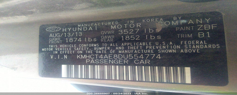 KMHCT4AE8DU554774 2013 HYUNDAI ACCENT photo no. 9