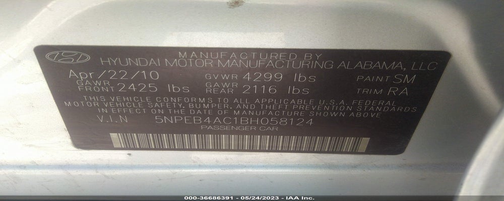 5NPEB4AC1BH058124 2011 HYUNDAI SONATA photo no. 9