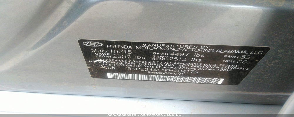 5NPE24AF1FH204179 2015 HYUNDAI SONATA photo no. 9