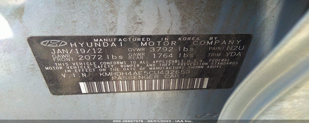 KMHDH4AE5CU432653 2012 HYUNDAI ELANTRA photo no. 9