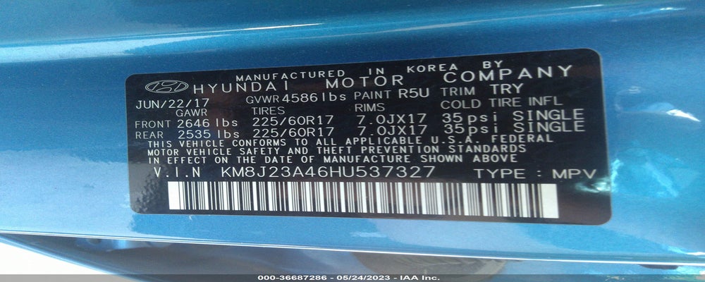KM8J23A46HU537327 2017 HYUNDAI TUCSON photo no. 9
