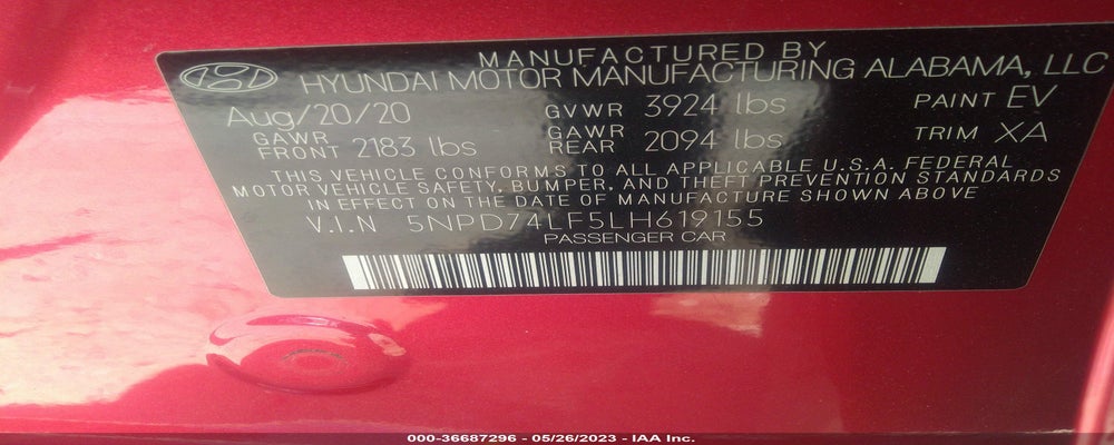 5NPD74LF5LH619155 2020 HYUNDAI ELANTRA photo no. 9