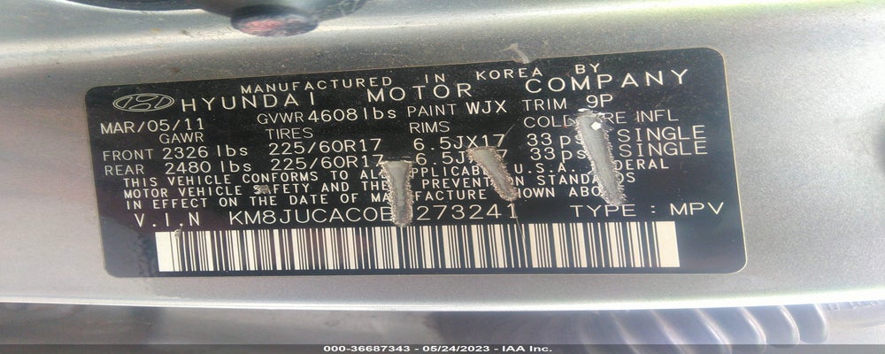 KM8JUCAC0BU273241 2011 HYUNDAI TUCSON photo no. 9