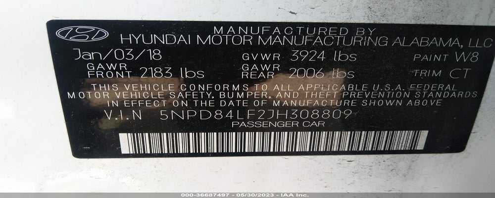 5NPD84LF2JH308809 2018 HYUNDAI ELANTRA photo no. 9