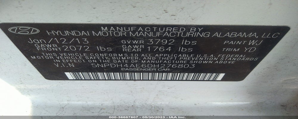 5NPDH4AE6DH276803 2013 HYUNDAI ELANTRA photo no. 9
