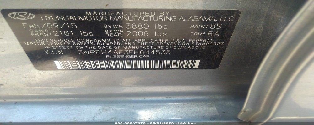5NPDH4AE3FH644535 2015 HYUNDAI ELANTRA photo no. 9
