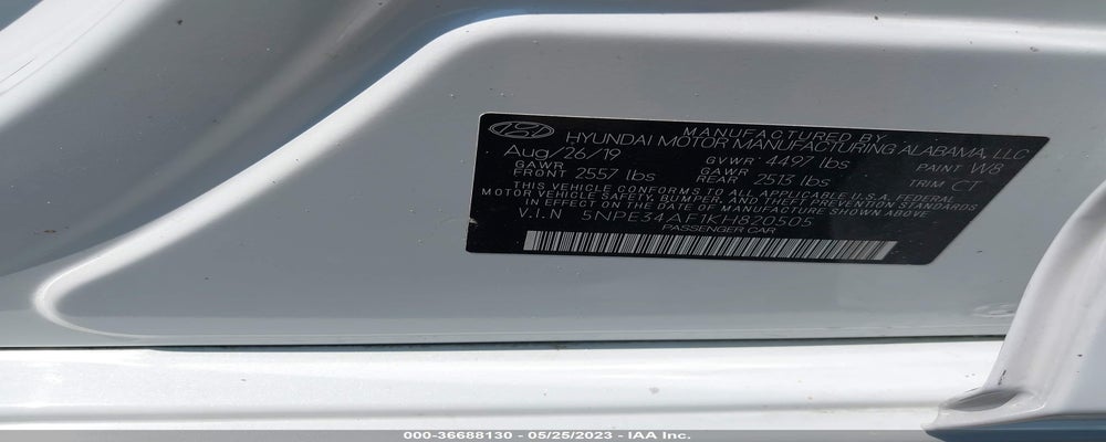 5NPE34AF1KH820505 2019 HYUNDAI SONATA photo no. 9