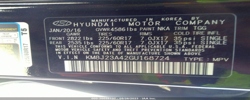 KM8J23A42GU168724 2016 HYUNDAI TUCSON photo no. 9