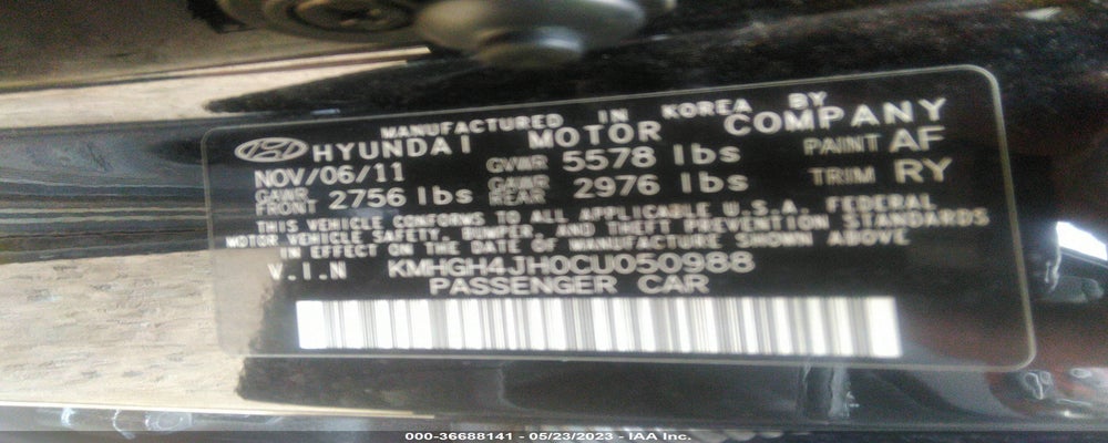 KMHGH4JH0CU050988 2012 HYUNDAI EQUUS photo no. 9