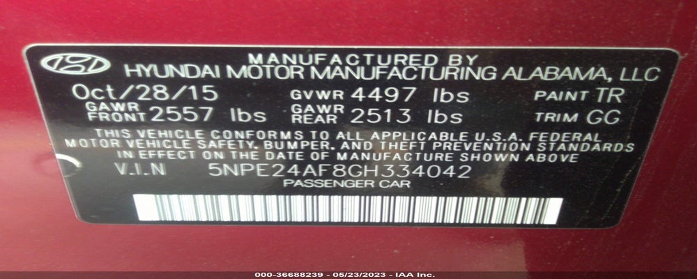 5NPE24AF8GH334042 2016 HYUNDAI SONATA photo no. 9