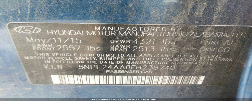 5NPE24AA8FH238740 2015 HYUNDAI SONATA photo no. 9