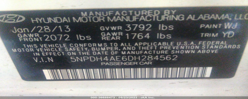 5NPDH4AE6DH284562 2013 HYUNDAI ELANTRA photo no. 9