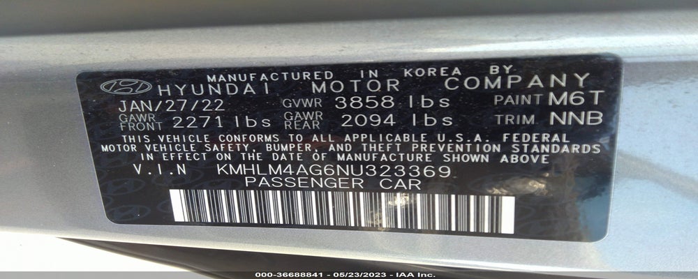 KMHLM4AG6NU323369 2022 HYUNDAI ELANTRA photo no. 9