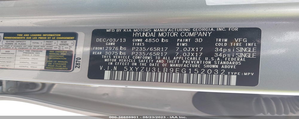 5XYZU3LB9EG152032 2014 HYUNDAI SANTA FE SPORT photo no. 9