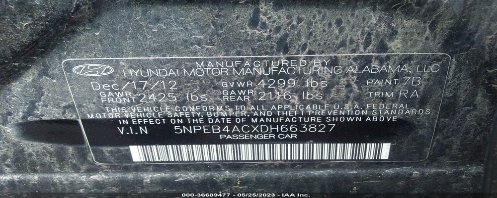 5NPEB4ACXDH663827 2013 HYUNDAI SONATA photo no. 9