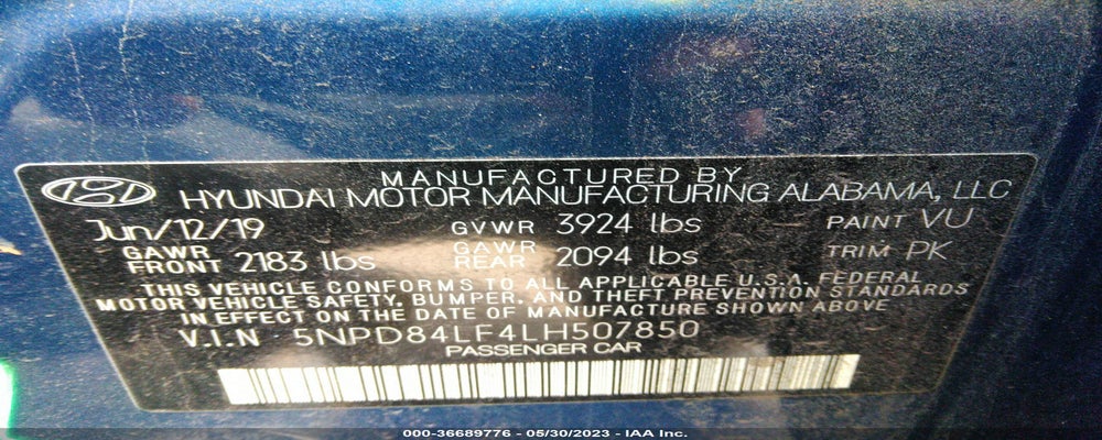5NPD84LF4LH507850 2020 HYUNDAI ELANTRA photo no. 9