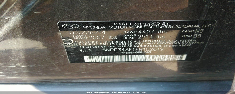 5NPE34AF1FH102619 2015 HYUNDAI SONATA photo no. 9