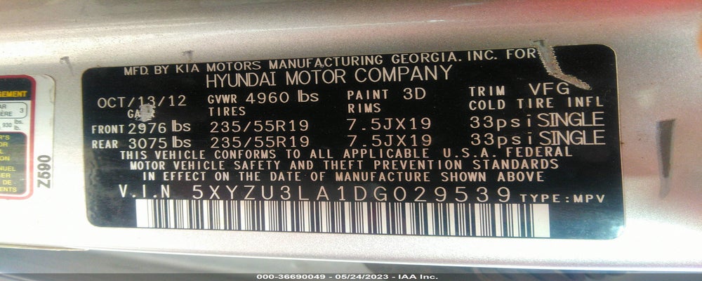 5XYZU3LA1DG029539 2013 HYUNDAI SANTA FE SPORT photo no. 9