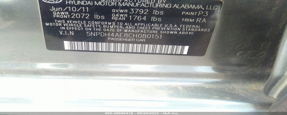5NPDH4AE8CH080151 2012 HYUNDAI ELANTRA photo no. 9