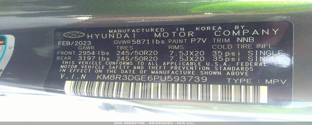 KM8R3DGE6PU593739 2023 HYUNDAI PALISADE photo no. 9